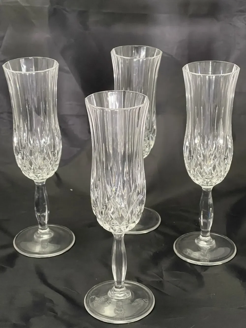 RCR Royal Crystal Rock Fluted Champagne Glasses Aurea Italy Set Of 4 8.5